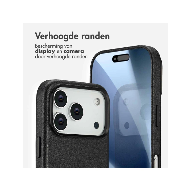 Accezz Echt leren hoesje + MagSafe Wallet Apple iPhone 17 Pro Max - Onyx Black