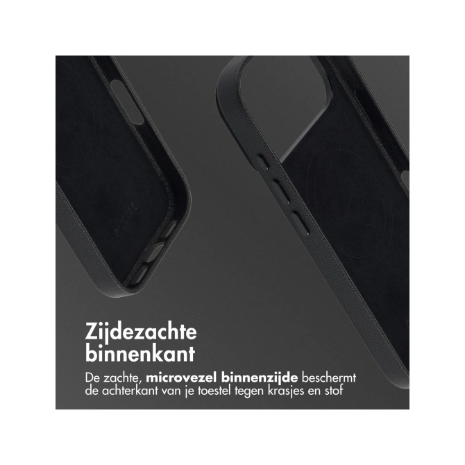 Accezz Echt leren hoesje + MagSafe Wallet Apple iPhone 17 Pro - Onyx Black