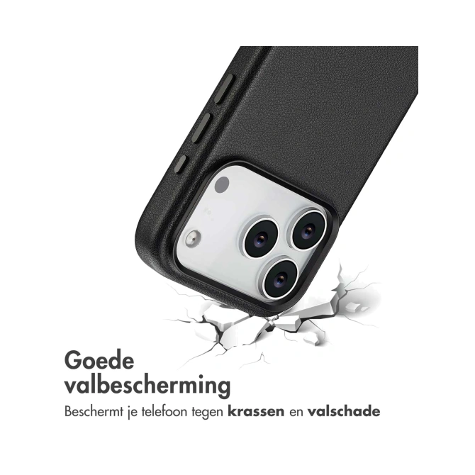 Accezz Echt leren hoesje + MagSafe Wallet Apple iPhone 17 Pro - Onyx Black