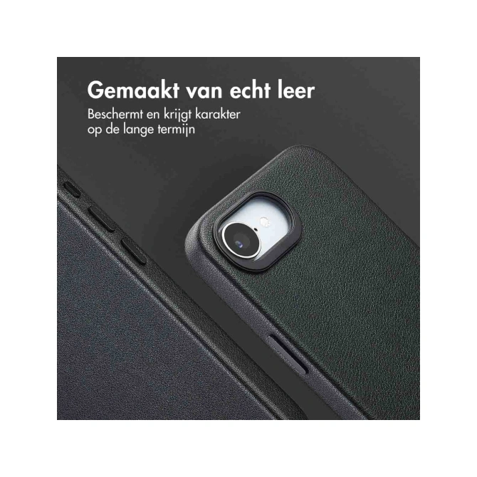 Accezz Echt leren hoesje + MagSafe Wallet Apple iPhone 17e / 16e - Onyx Black