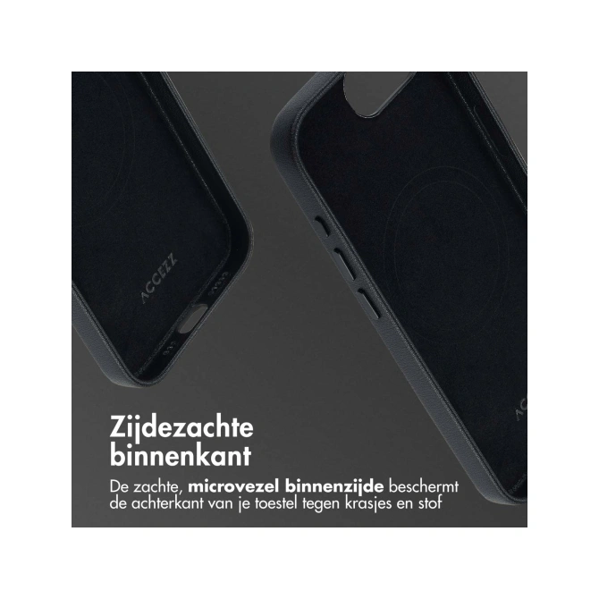 Accezz Echt leren hoesje + MagSafe Wallet Apple iPhone 17e / 16e - Onyx Black