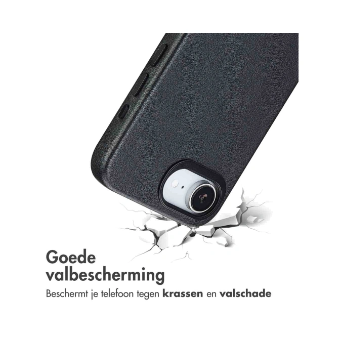 Accezz Echt leren hoesje + MagSafe Wallet Apple iPhone 17e / 16e - Onyx Black