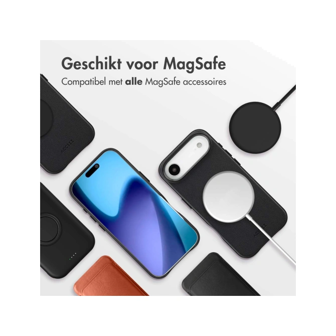 Accezz Echt leren hoesje + MagSafe Wallet Apple iPhone Air - Onyx Black
