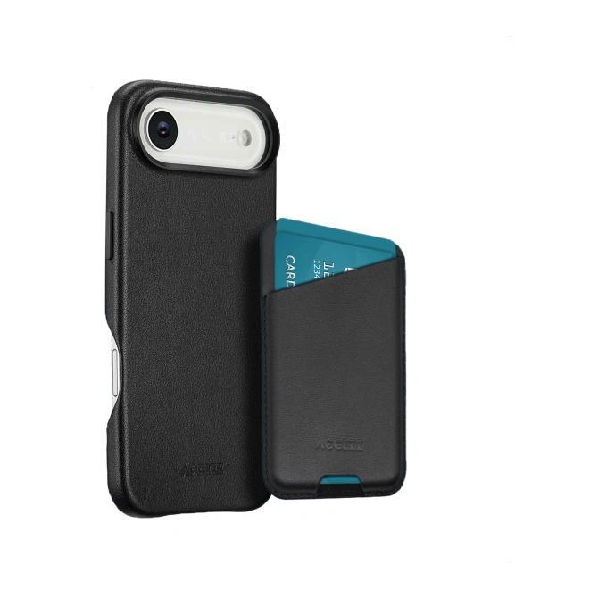 Accezz Echt leren hoesje + MagSafe Wallet Apple iPhone Air - Onyx Black