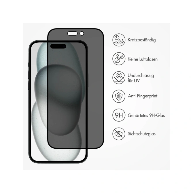 Accezz Gehard Glas Privacy Screenprotector Apple iPhone 14 Pro / 15 / 16