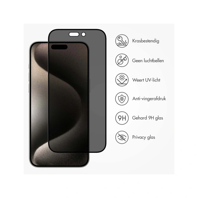 Accezz Gehard Glas Privacy Screenprotector Apple iPhone 15 Pro