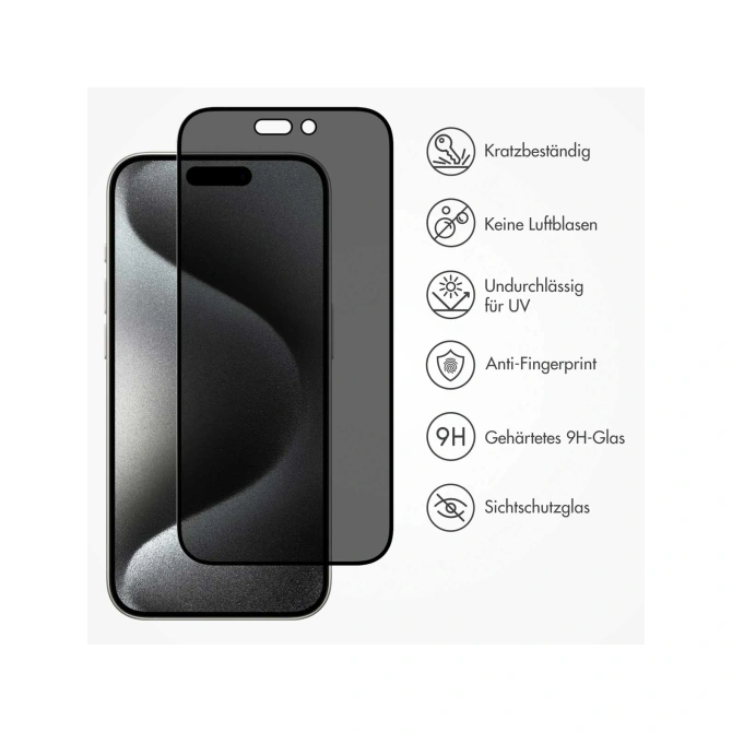 Accezz Gehard Glas Privacy Screenprotector Apple iPhone 15 Pro Max