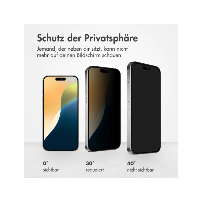 Accezz Gehard Glas Privacy Screenprotector Apple iPhone 17 / 17 Pro / 16 Pro