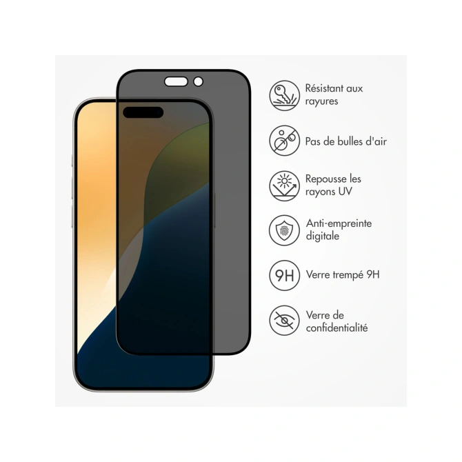 Accezz Gehard Glas Privacy Screenprotector Apple iPhone 17 / 17 Pro / 16 Pro