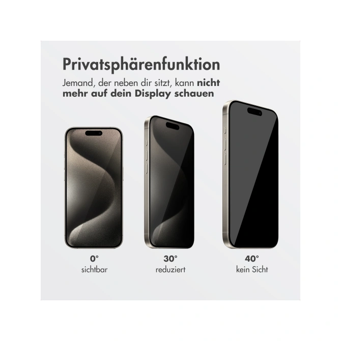 Accezz Gehard Glas Privacy Screenprotector + Applicator Apple iPhone 15 Pro