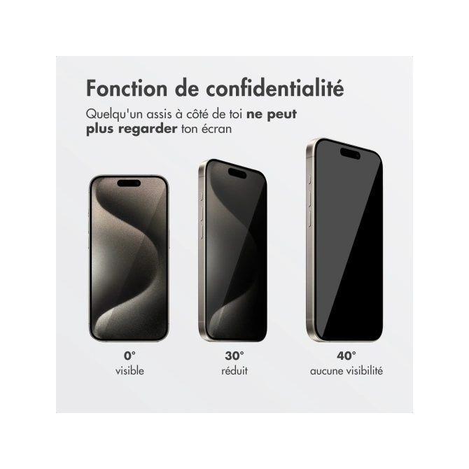 Accezz Gehard Glas Privacy Screenprotector + Applicator Apple iPhone 15 Pro
