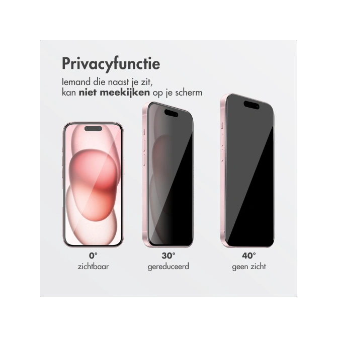 Accezz Gehard Glas Privacy Screenprotector + Applicator Apple iPhone 16 / 15