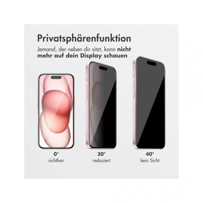 Accezz Gehard Glas Privacy Screenprotector + Applicator Apple iPhone 16 / 15