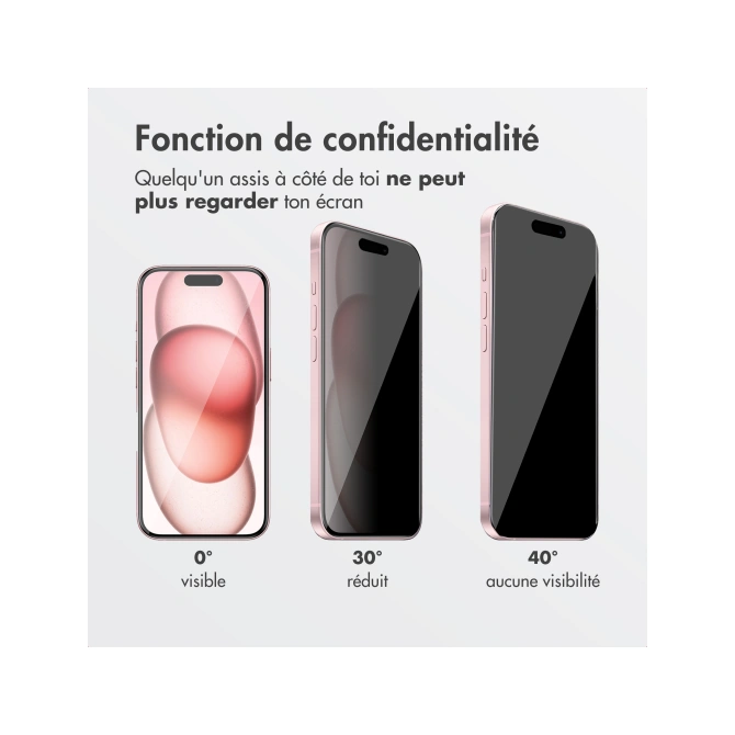 Accezz Gehard Glas Privacy Screenprotector + Applicator Apple iPhone 16 / 15