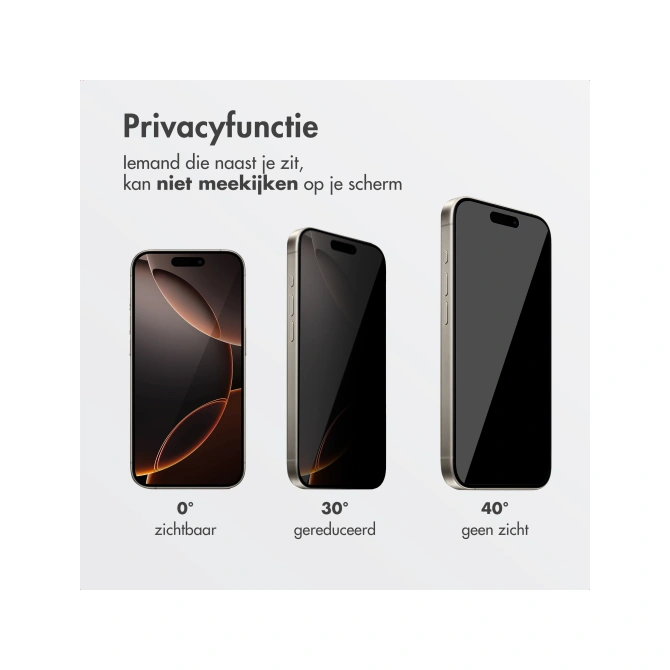 Accezz Gehard Glas Privacy Screenprotector + Applicator Apple iPhone 16 Pro Max