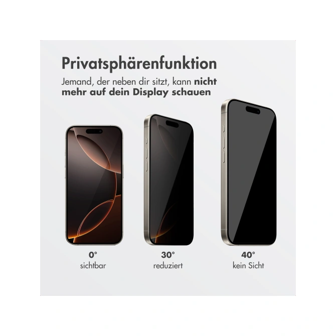 Accezz Gehard Glas Privacy Screenprotector + Applicator Apple iPhone 16 Pro Max