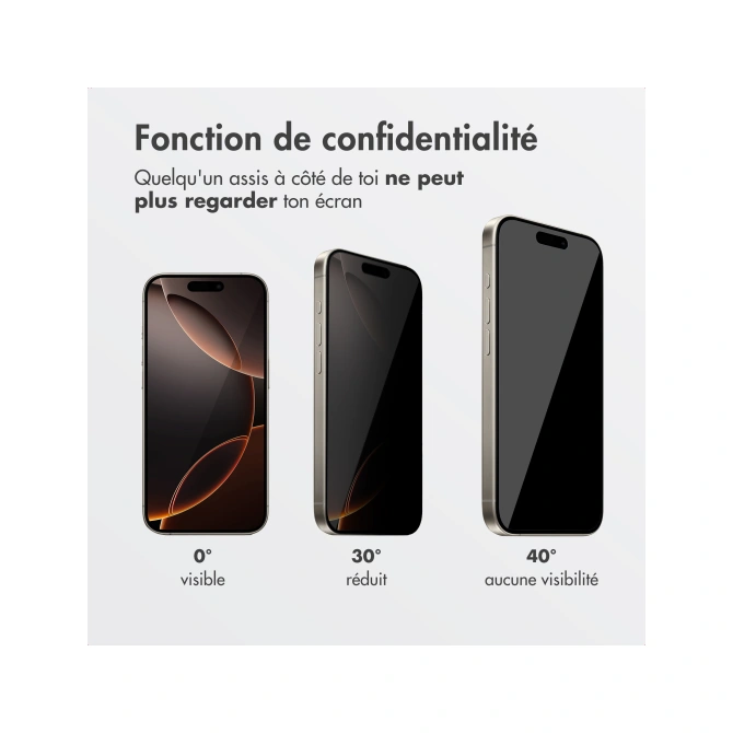 Accezz Gehard Glas Privacy Screenprotector + Applicator Apple iPhone 16 Pro Max