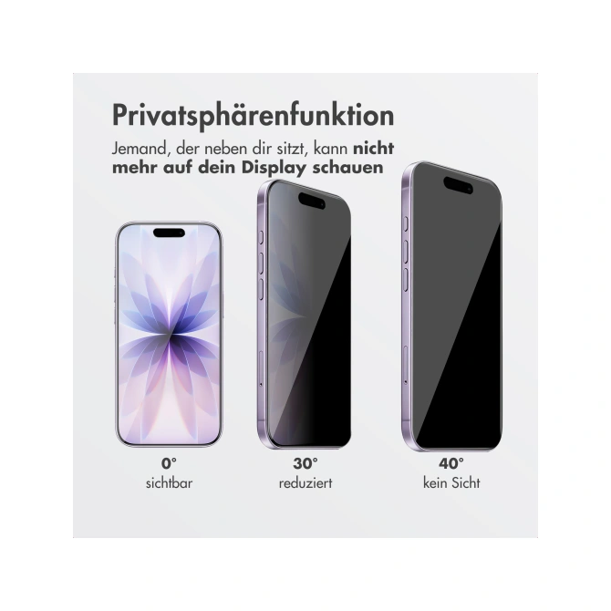 Accezz Gehard Glas Privacy Screenprotector + Applicator Apple iPhone 17