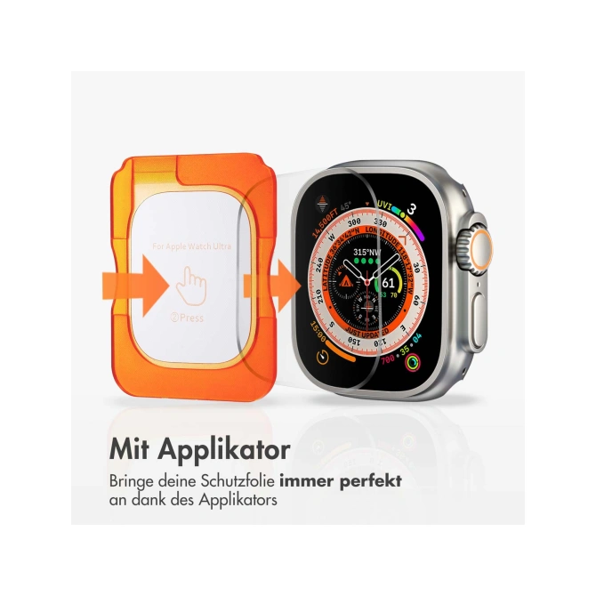 Accezz Gehard glas screenprotector met applicator Apple Watch Ultra 1 / 2 / 3 - 49 mm