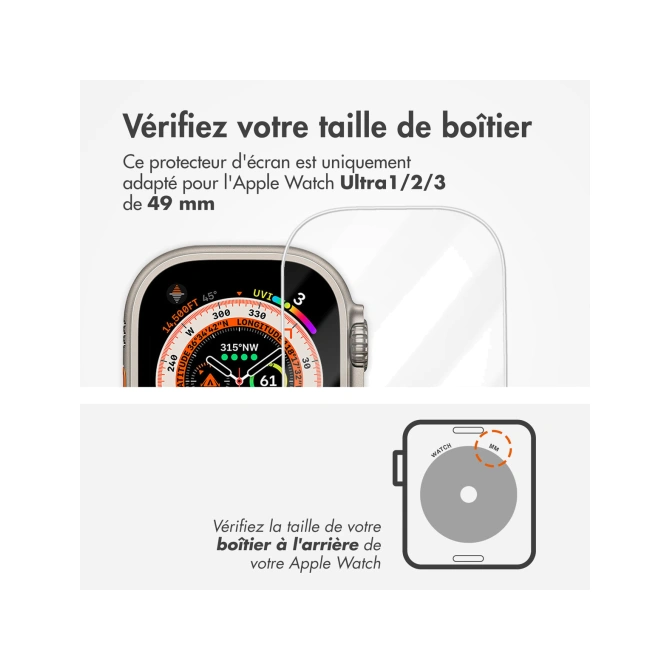 Accezz Gehard glas screenprotector met applicator Apple Watch Ultra 1 / 2 / 3 - 49 mm