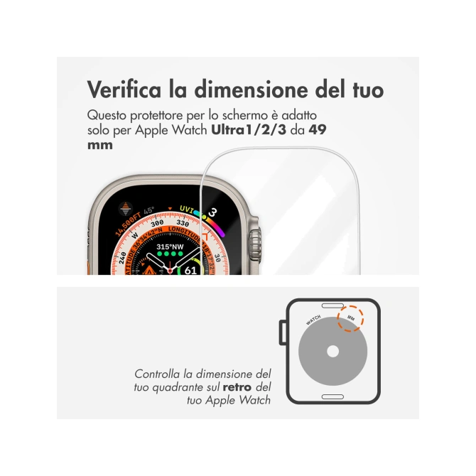 Accezz Gehard glas screenprotector met applicator Apple Watch Ultra 1 / 2 / 3 - 49 mm