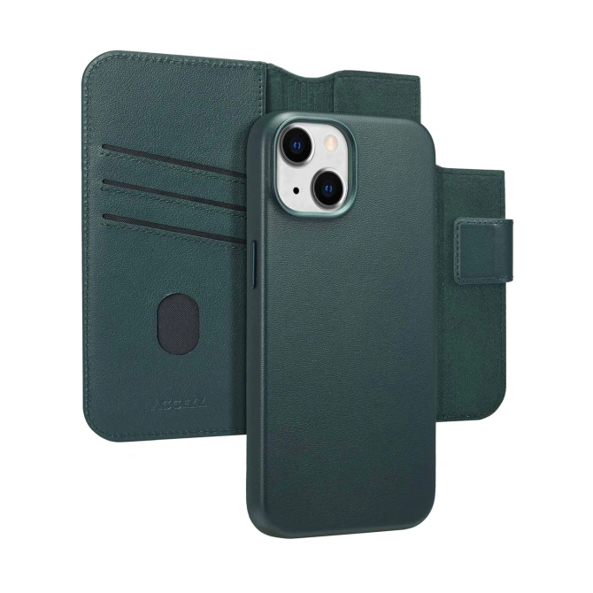Accezz Leather Bookcase 2-in-1 met MagSafe Apple iPhone 14 - Cedar Green