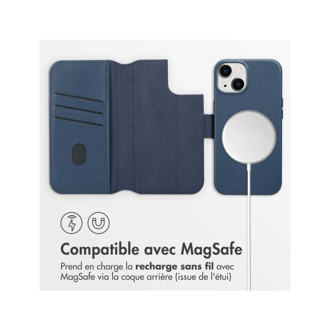 Accezz Leather Bookcase 2-in-1 met MagSafe Apple iPhone 14 - Nightfall Blue