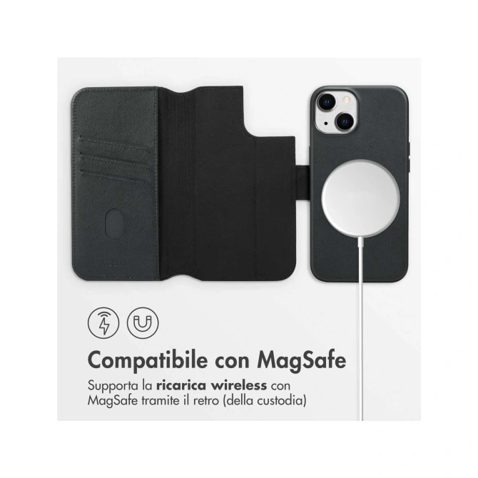 Accezz Leather Bookcase 2-in-1 met MagSafe Apple iPhone 14 - Onyx Black