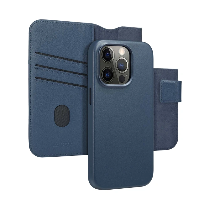 Accezz Leather Bookcase 2-in-1 met MagSafe Apple iPhone 14 Pro - Nightfall Blue