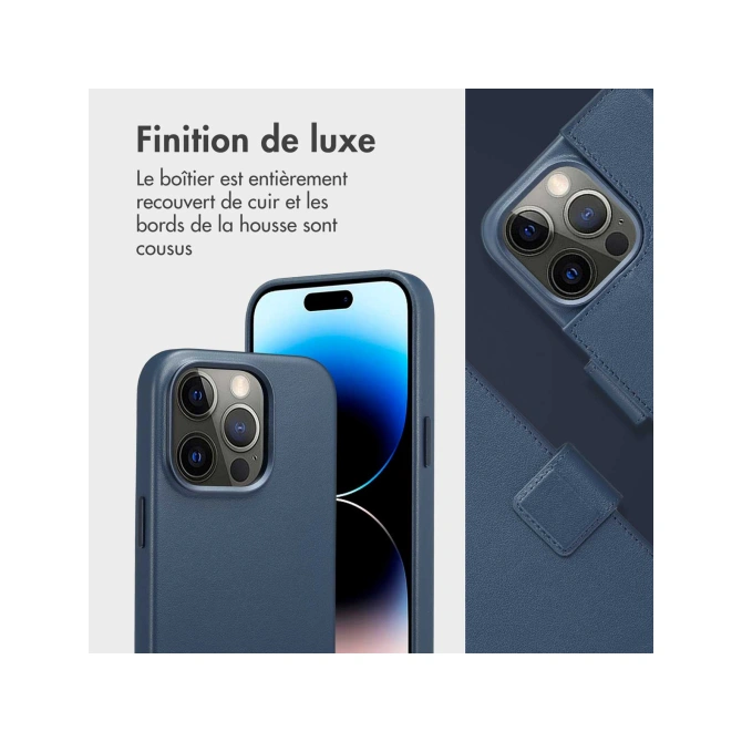 Accezz Leather Bookcase 2-in-1 met MagSafe Apple iPhone 14 Pro - Nightfall Blue