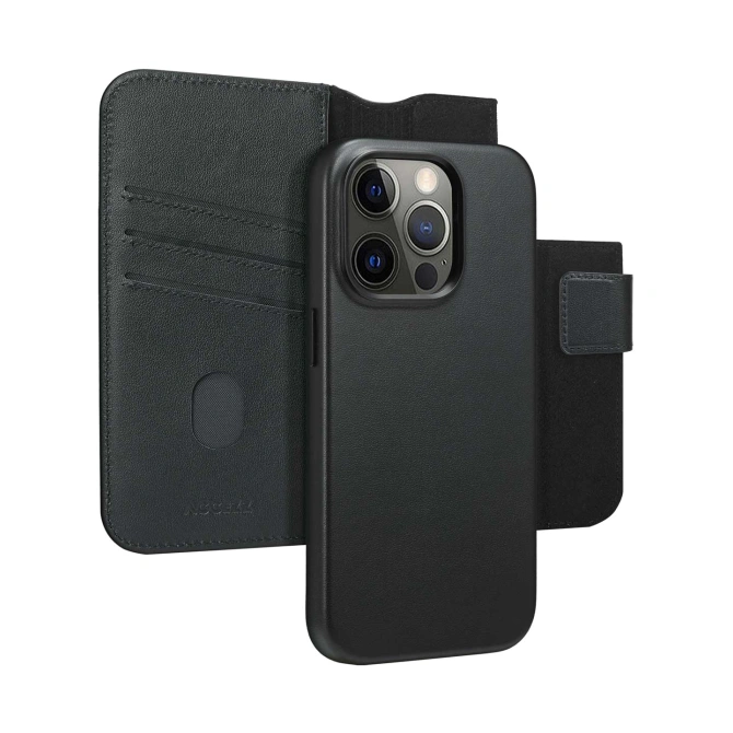 Accezz Leather Bookcase 2-in-1 met MagSafe Apple iPhone 14 Pro - Onyx Black