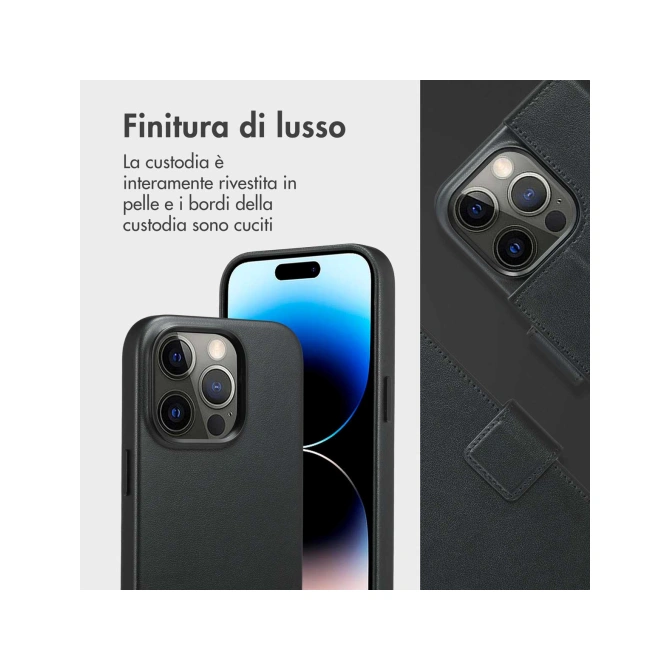 Accezz Leather Bookcase 2-in-1 met MagSafe Apple iPhone 14 Pro - Onyx Black