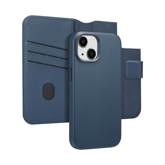 Accezz Leather Bookcase 2-in-1 met MagSafe Apple iPhone 15 - Nightfall Blue