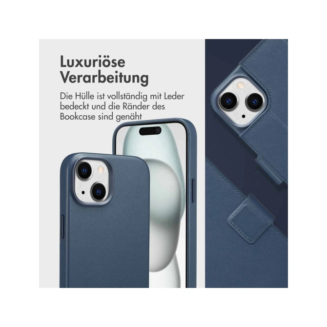 Accezz Leather Bookcase 2-in-1 met MagSafe Apple iPhone 15 - Nightfall Blue