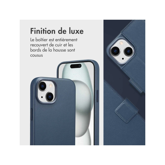 Accezz Leather Bookcase 2-in-1 met MagSafe Apple iPhone 15 - Nightfall Blue