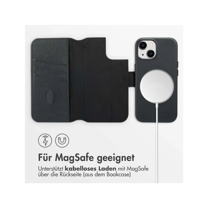 Accezz Leather Bookcase 2-in-1 met MagSafe Apple iPhone 15 - Onyx Black