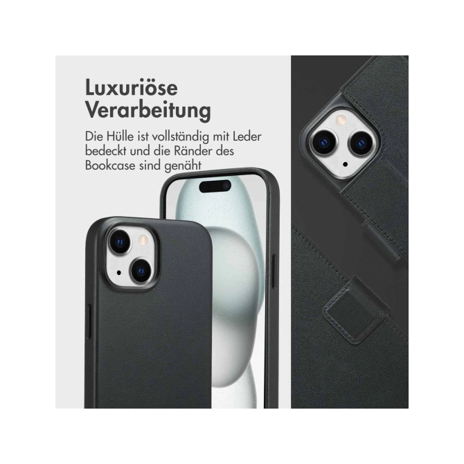 Accezz Leather Bookcase 2-in-1 met MagSafe Apple iPhone 15 - Onyx Black