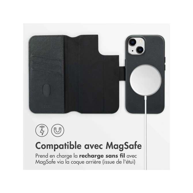 Accezz Leather Bookcase 2-in-1 met MagSafe Apple iPhone 15 - Onyx Black