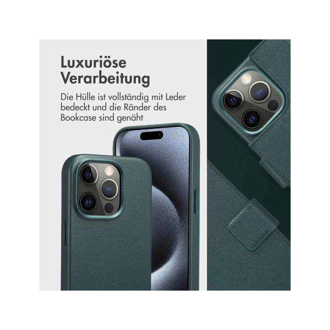 Accezz Leather Bookcase 2-in-1 met MagSafe Apple iPhone 15 Pro - Cedar Green