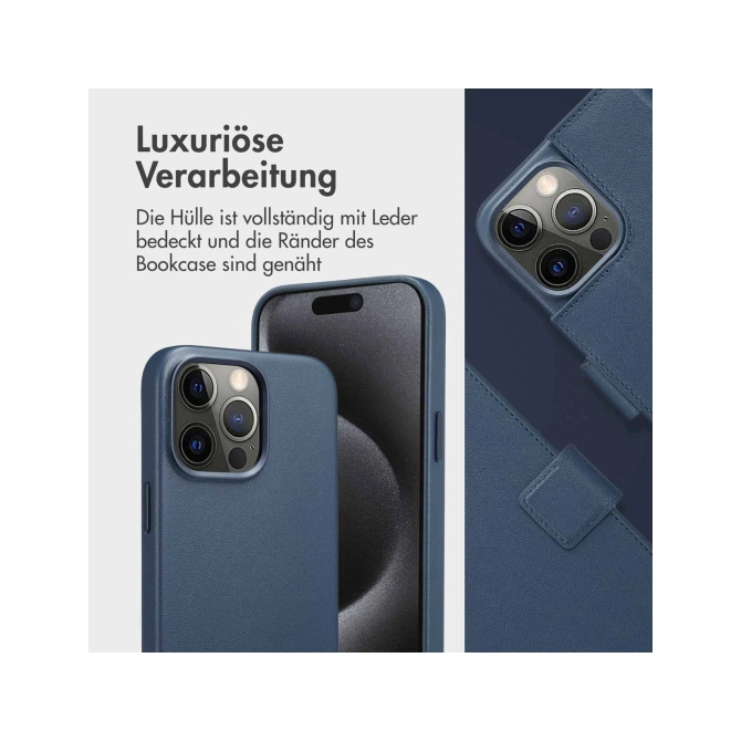 Accezz Leather Bookcase 2-in-1 met MagSafe Apple iPhone 15 Pro Max - Nightfall Blue