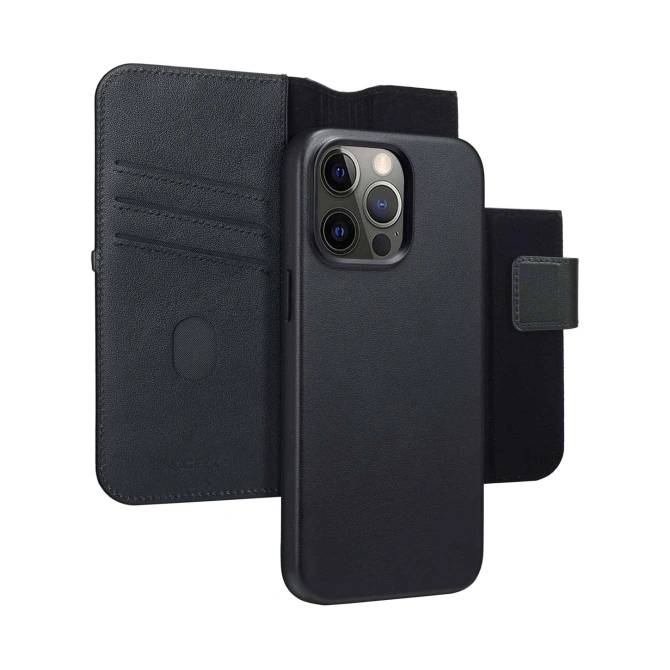 Accezz Leather Bookcase 2-in-1 met MagSafe Apple iPhone 15 Pro Max - Onyx Black