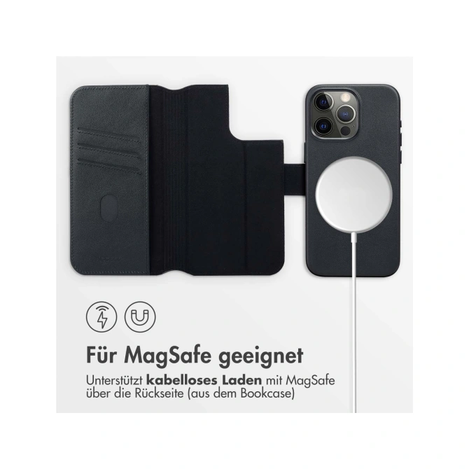 Accezz Leather Bookcase 2-in-1 met MagSafe Apple iPhone 15 Pro Max - Onyx Black