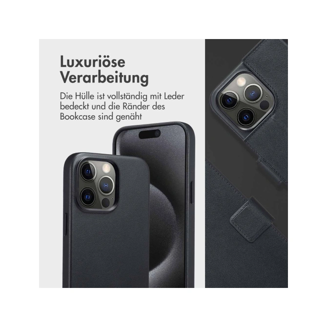 Accezz Leather Bookcase 2-in-1 met MagSafe Apple iPhone 15 Pro Max - Onyx Black
