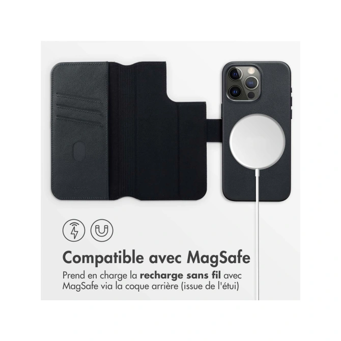 Accezz Leather Bookcase 2-in-1 met MagSafe Apple iPhone 15 Pro Max - Onyx Black