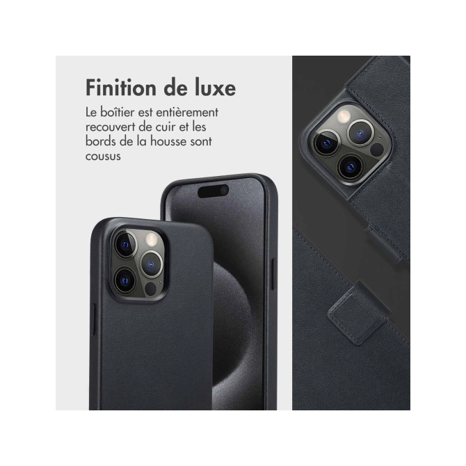 Accezz Leather Bookcase 2-in-1 met MagSafe Apple iPhone 15 Pro Max - Onyx Black