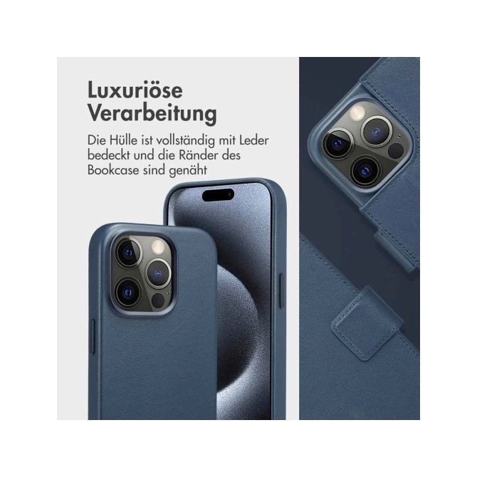Accezz Leather Bookcase 2-in-1 met MagSafe Apple iPhone 15 Pro - Nightfall Blue