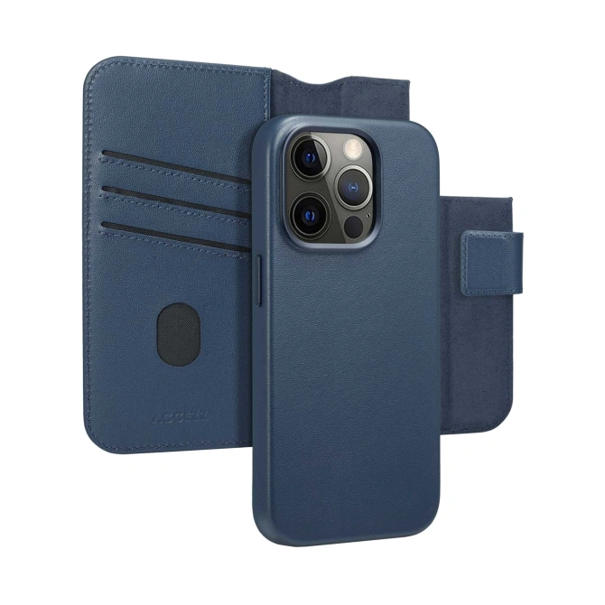 Accezz Leather Bookcase 2-in-1 met MagSafe Apple iPhone 15 Pro - Nightfall Blue