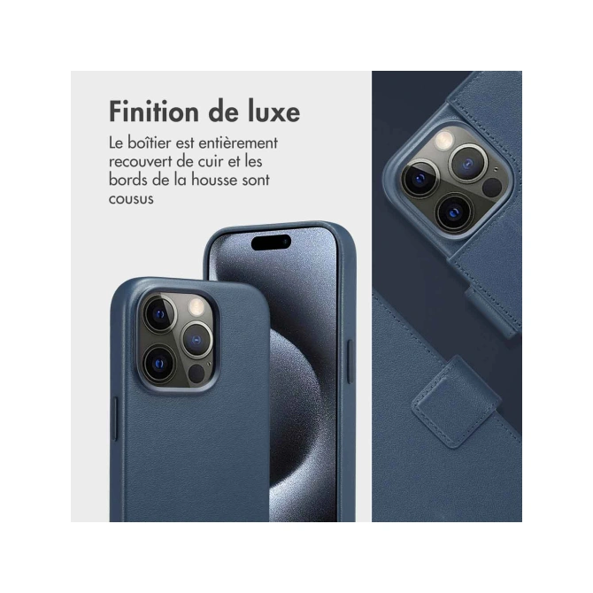 Accezz Leather Bookcase 2-in-1 met MagSafe Apple iPhone 15 Pro - Nightfall Blue