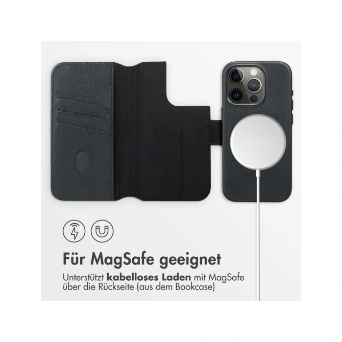 Accezz Leather Bookcase 2-in-1 met MagSafe Apple iPhone 15 Pro - Onyx Black