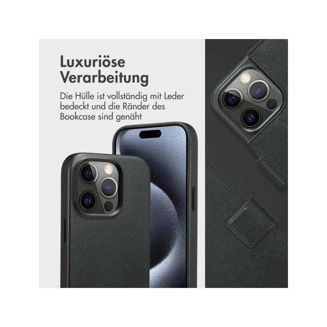 Accezz Leather Bookcase 2-in-1 met MagSafe Apple iPhone 15 Pro - Onyx Black